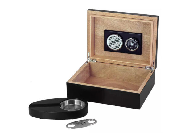 Achenty! Humidor 30 szál szivar részére, fekete cédrusfa szivar tároló doboz, párásító, hygrométer + AJÁNDÉK szett! - Image 7