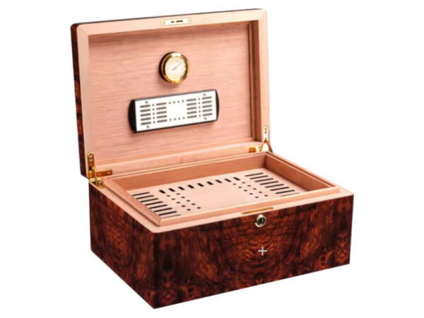 Luxus Humidor 60-80 szál szivar részére, Habana spanyol cédrusfa szivar doboz, párásítóval, hygrométerrel - Image 2