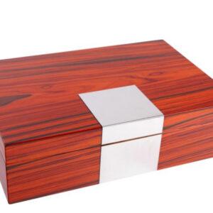 Achenty! Humidor 40 szivar részére, spanyol cédrusfa szivardoboz, ezüst dekorációval - barna