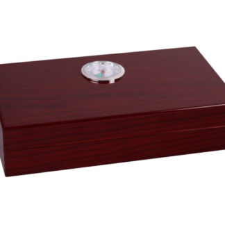 Utazó humidor - cédrusfa szivartartó doboz, párásítóval és külső hygrométerrel, cseresznye (19x11cm)