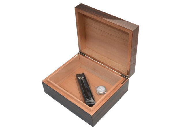 Humidor 40 szál szivar részére, spanyol cédrusfa, párásító, hygrometer - Ébenfa, Achenty! - Image 2