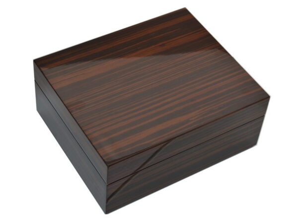 Humidor 40 szál szivar részére, spanyol cédrusfa, párásító, hygrometer - Ébenfa, Achenty! - Image 3