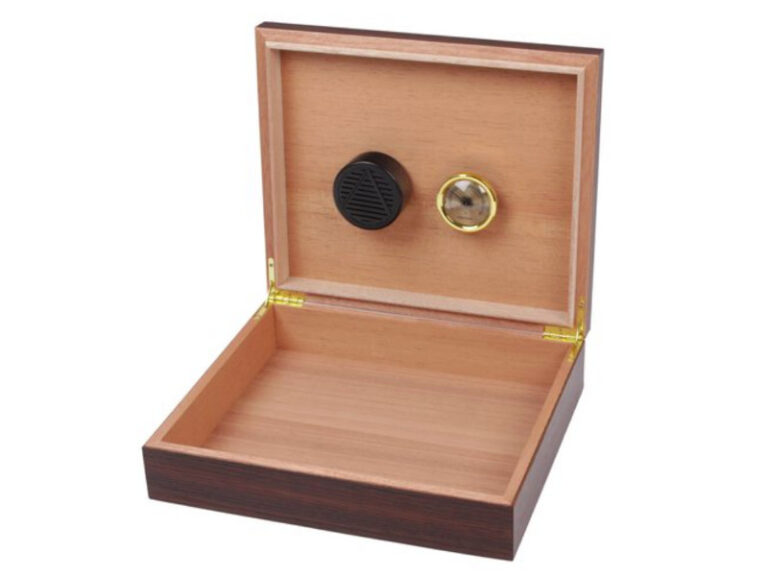 Humidor 30 szál szivar részére, szivartartó doboz, párásítóval, hygrometerrel - barna dió-dekor, Achenty! - Image 2