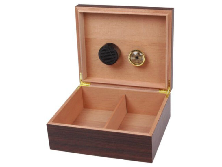 Achenty! Humidor 40 szál szivar részére, szivartartó doboz, párásítóval, hygrometerrel - barna dió-dekor - Image 2