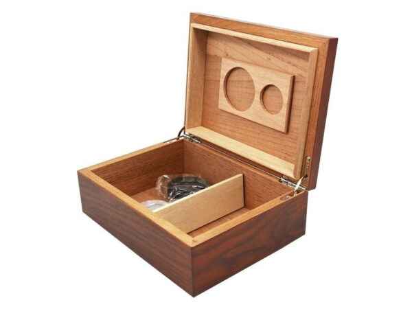 Achenty! Humidor 40 szál szivar részére, szivartartó doboz, párásítóval, hygrometerrel - Antik - Image 2