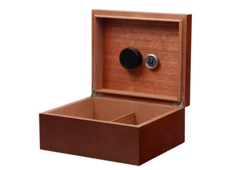 Humidor 40 szál szivar részére, szivartartó doboz, párásítóval, hygrometerrel - világosbarna, Achenty! - Image 2