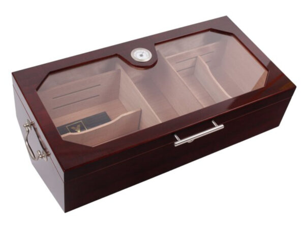 Gasztro humidor 200 szál szivarnak, szivartartó doboz, spanyol cédrusfa, üvegtető, párásító és hygrométer - cseresznye, Achenty!