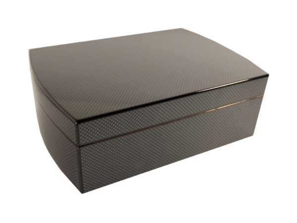 Humidor 30 szivar részére, spanyol cédrusfa szivar tároló doboz, carbon-bevonat, hygrométer, párásító + AJÁNDÉK szett! - Image 2