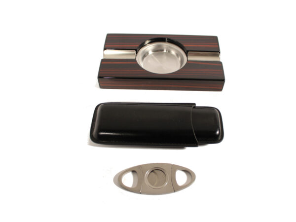 Humidor 50 szál szivar részére, spanyol cédrusfa szivar tároló doboz, párásító, hygrométer, barna-fekete, üvegtetős + AJÁNDÉK szett - Image 3