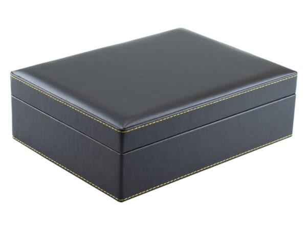 Humidor 30 szivar részére, spanyol cédrusfa szivar tároló doboz, fekete műbőr borítású, hygrométerrel, párásítóval, Achenty! + AJÁNDÉK szett! - Image 2