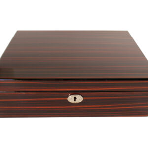 Humidor 40 szivar részére, TIKK-hatású, spanyol cédrusfa szivar tároló doboz, hygrométer, párásító