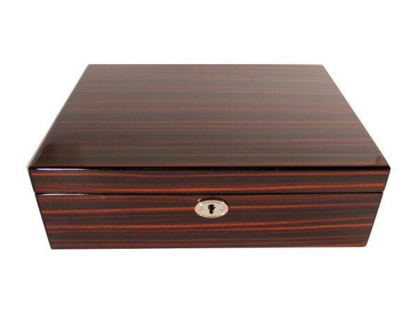 Humidor 40 szivar részére, TIKK-hatású, spanyol cédrusfa szivar tároló doboz, hygrométer, párásító