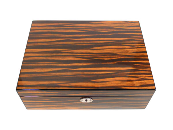 Humidor 40 szivar részére, spanyol cédrusfa szivar tároló doboz, hygrométer, párásító - Makassar-design - Image 4