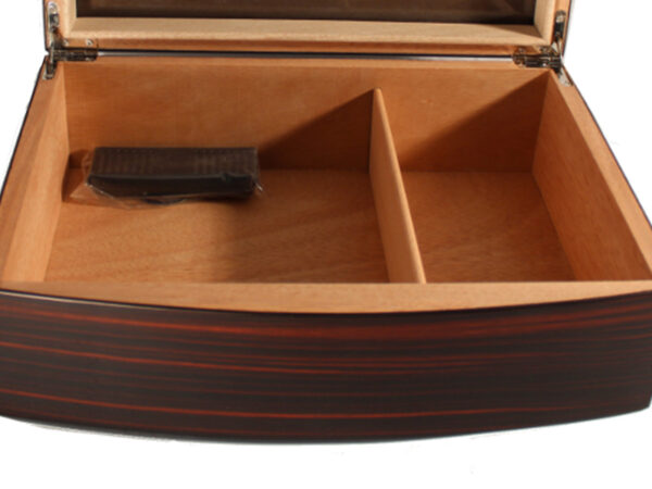 Humidor 50 szál szivar részére, spanyol cédrusfa szivar tároló doboz, párásítóval, digitális hygrométerrel - üvegtetős, barna-fekete - Image 4