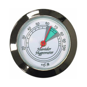 Humidor hygrométer - ezüst színű, fehér hátlappal (36mm)