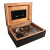 Humidor 30 szivar részére, MATT fekete színű szivar tároló doboz, hygrométer, párásító + AJÁNDÉK szett!