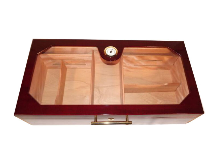 Gasztrohumidor - nagy méretű cédrusfa szivar doboz, üvegtető, hygrométerrel és párásítóval - bordó, Angelo - Image 3