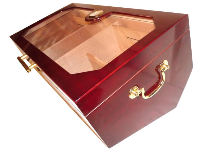 Gasztrohumidor - nagy méretű cédrusfa szivar doboz, üvegtető, hygrométerrel és párásítóval - bordó, Angelo - Image 4