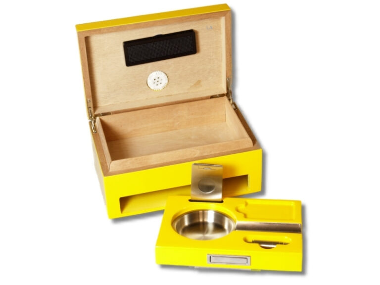 Humidor 10 szál szivar részére - sárga + SZETT! - Image 2