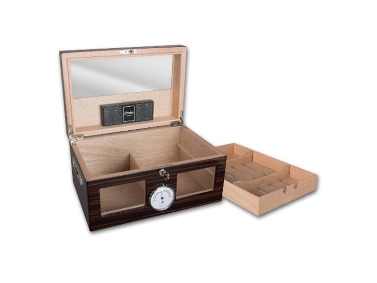 Exkluzív humidor 80-100 szál szivar részére, üveges, cédrus szivar tároló doboz, hygrométerrel, párásítóval - Achenty! - Image 2