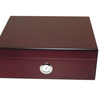 Humidor 40 szál szivar részére, cédrusfa, párásítóval, külső hygrométerrel - mahagóni