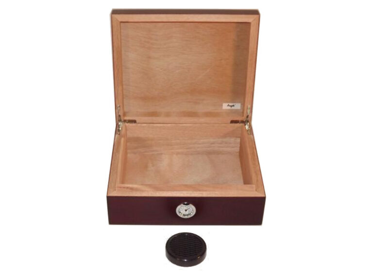 Humidor 40 szál szivar részére, cédrusfa, párásítóval, külső hygrométerrel - mahagóni - Image 4