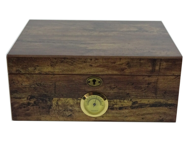 Antik Humidor 50 szál szivar részére, cédrusfa szivar doboz, párásítóval, hygrométerrel - Image 3