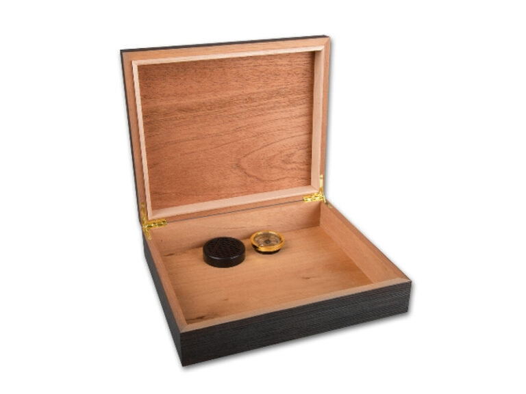 Humidor 40 szivar részére, fekete színű szivar tároló doboz, belső hygrométerrel, párásítóval - Achenty! - Image 2