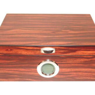 Exkluzív-Luxus humidor 50 szál szivar részére, cédrusfa szivar doboz, DIGITÁLIS hygrométerrel - barna-csíkos
