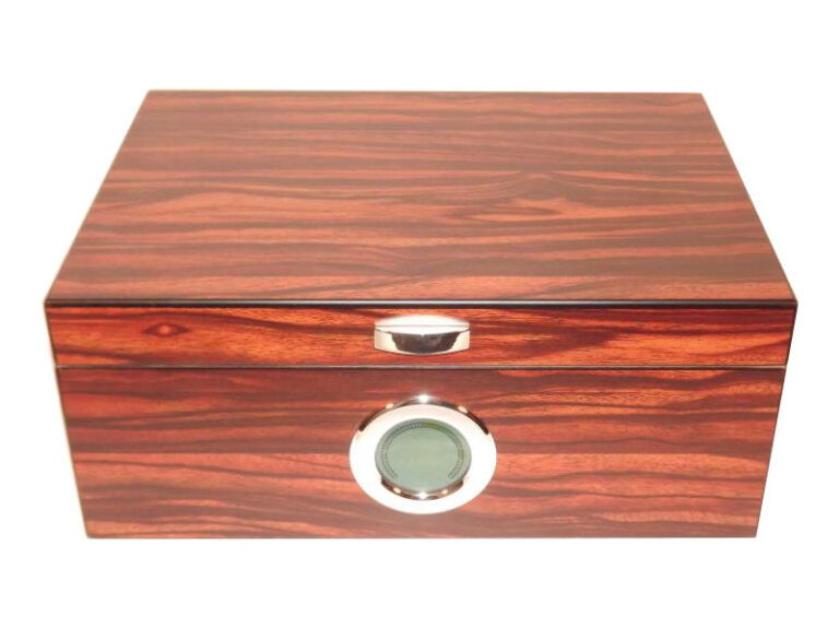 Exkluzív-Luxus humidor 50 szál szivar részére, cédrusfa szivar doboz, DIGITÁLIS hygrométerrel - barna-csíkos