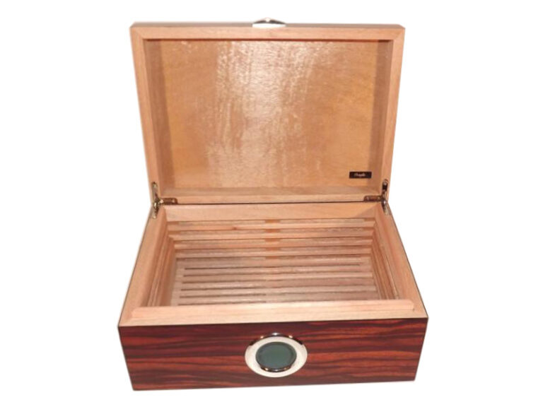 Exkluzív-Luxus humidor 50 szál szivar részére, cédrusfa szivar doboz, DIGITÁLIS hygrométerrel - barna-csíkos - Image 2