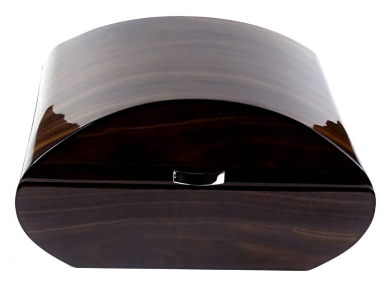Humidor 50 szál szivar részére, cédrusfa szivar tároló doboz, párásítóval, digitális-hygrométerrel, barna, ívelt
