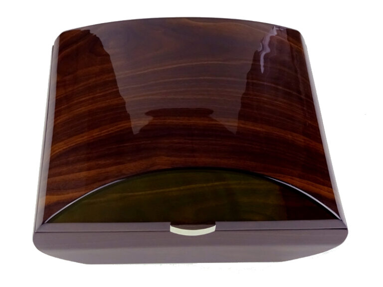 Humidor 50 szál szivar részére, cédrusfa szivar tároló doboz, párásítóval, digitális-hygrométerrel, barna, ívelt - Image 3