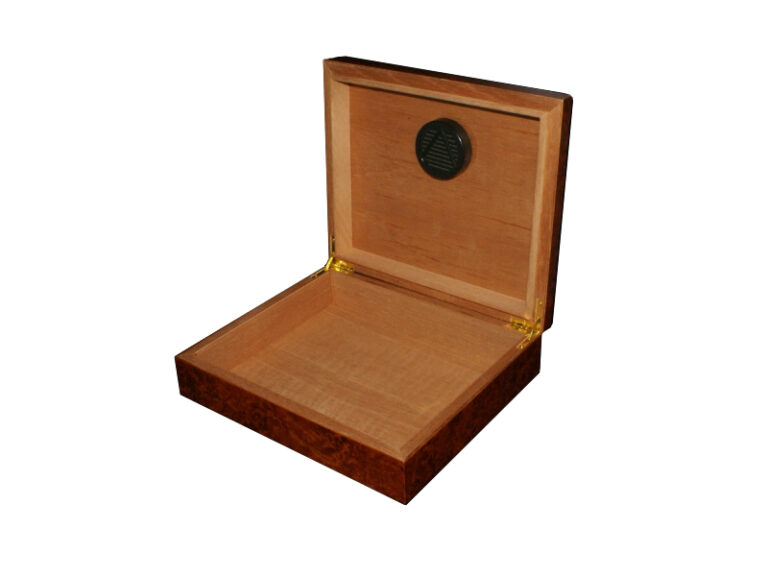 Humidor 25 szál szivarnak, gyökérmintás barna színű, párásítóval - Image 2