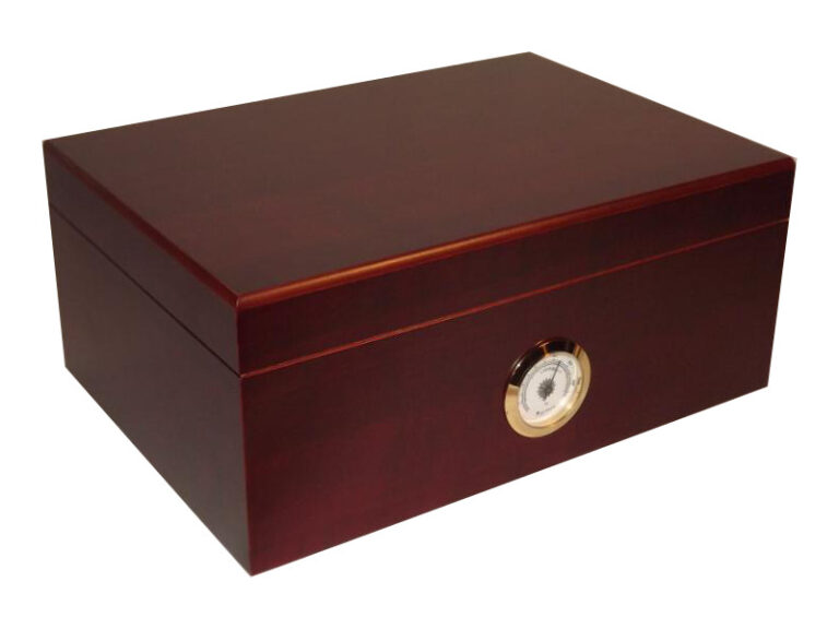 Humidor 50 szál szivar részére, cédrusfa szivar doboz, párásítóval, hygrométerrel - mahagóni, Angelo - Image 2