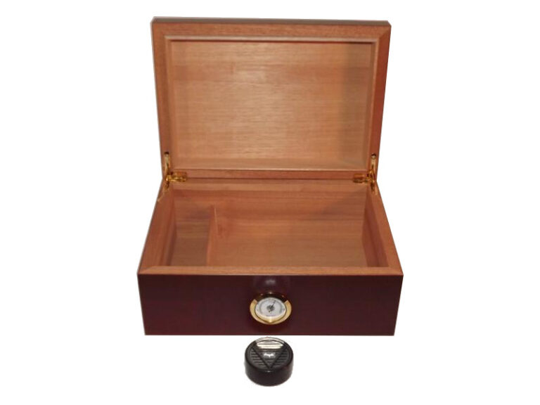 Humidor 50 szál szivar részére, cédrusfa szivar doboz, párásítóval, hygrométerrel - mahagóni, Angelo - Image 4
