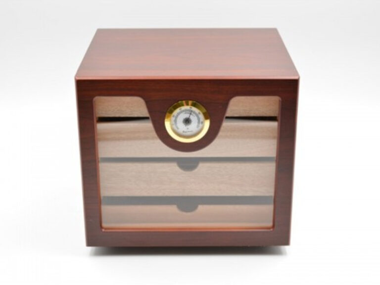 Üvegajtós humidor szekrény kb 80 szivar részére, rózsafa borítással, külső hygrometerrel - Image 3