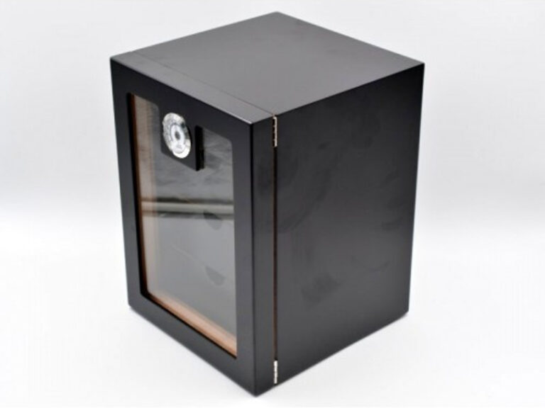 Humidor szekrény 80 szivar részére, 4 fiókkal, külső hygrometer, üveg ajtó - fekete - Image 4