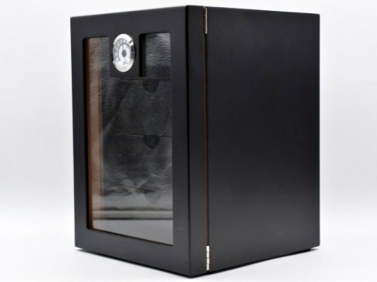 Humidor szekrény 80 szivar részére, 4 fiókkal, külső hygrometer, üveg ajtó - fekete - Image 5
