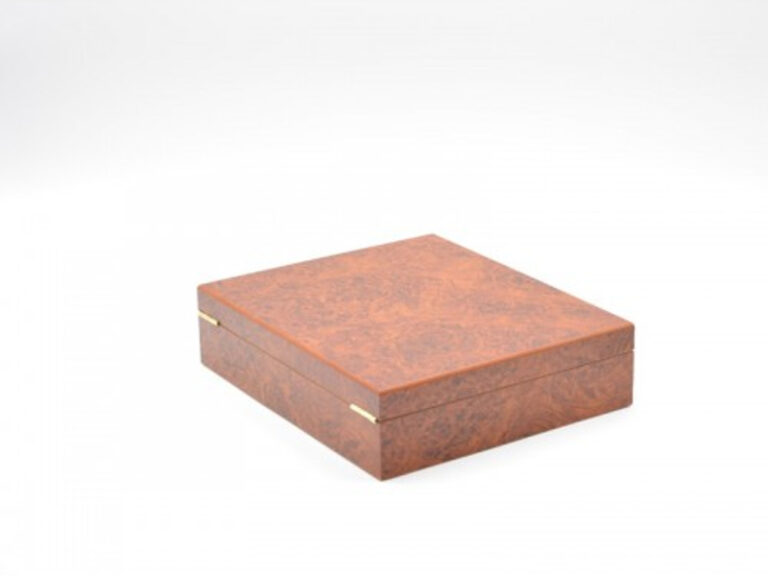 Humidor 30 szál szivarnak, cédrusfa szivar tároló doboz, külső hygrométerrel - gyökérmintás, barna színű, Angelo - Image 8