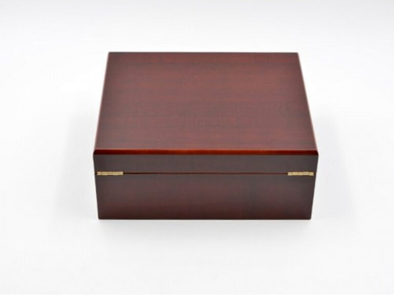 Humidor 40 szál szivar részére, cédrusfa szivar doboz, párásítóval, külső hygrométerrel - vöröses barna, Angelo - Image 6