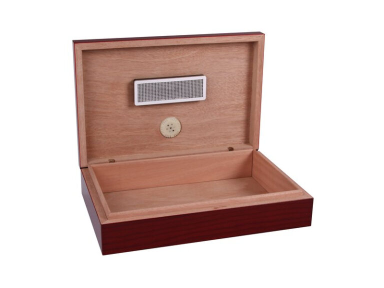 Utazó humidor - cédrusfa szivartartó doboz, párásítóval és külső hygrométerrel, cseresznye (26x17cm) - Image 2