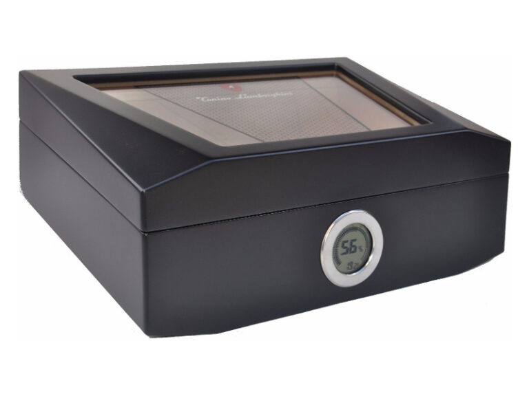 Humidor 80 szivar részére, üvegtetős, cedrusfa szivar doboz, párásítóval, külső hygrométerrel - Lamborghini Monte Carlo - Image 6