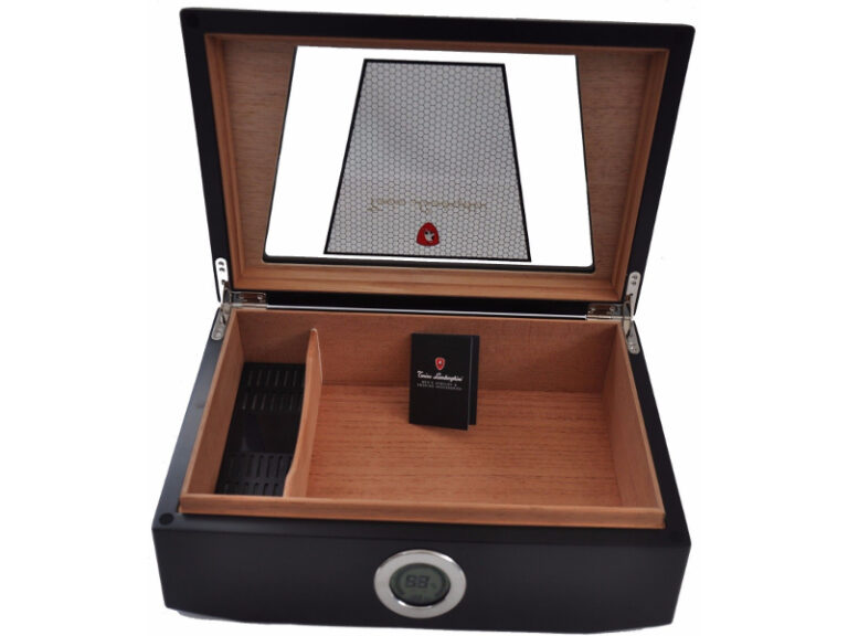 Humidor 80 szivar részére, üvegtetős, cedrusfa szivar doboz, párásítóval, külső hygrométerrel - Lamborghini Monte Carlo - Image 9