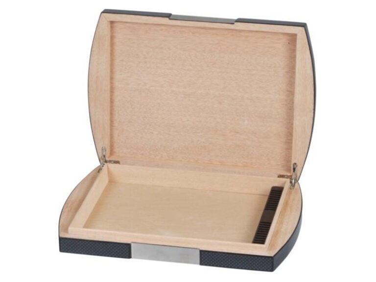 Utazó humidor - cédrusfa szivartartó doboz utazáshoz, párásítóval, carbon (24x19 cm) - Image 2